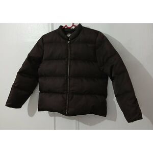 Vintage j crew women small boxy puffer coat dark brown PREMIUM QUALITY